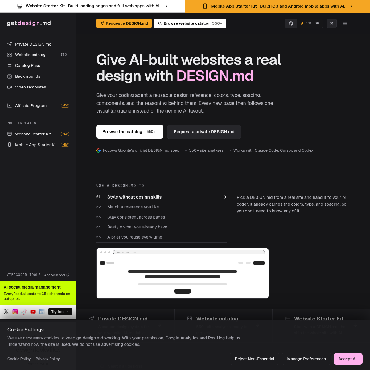 Screenshot of website.