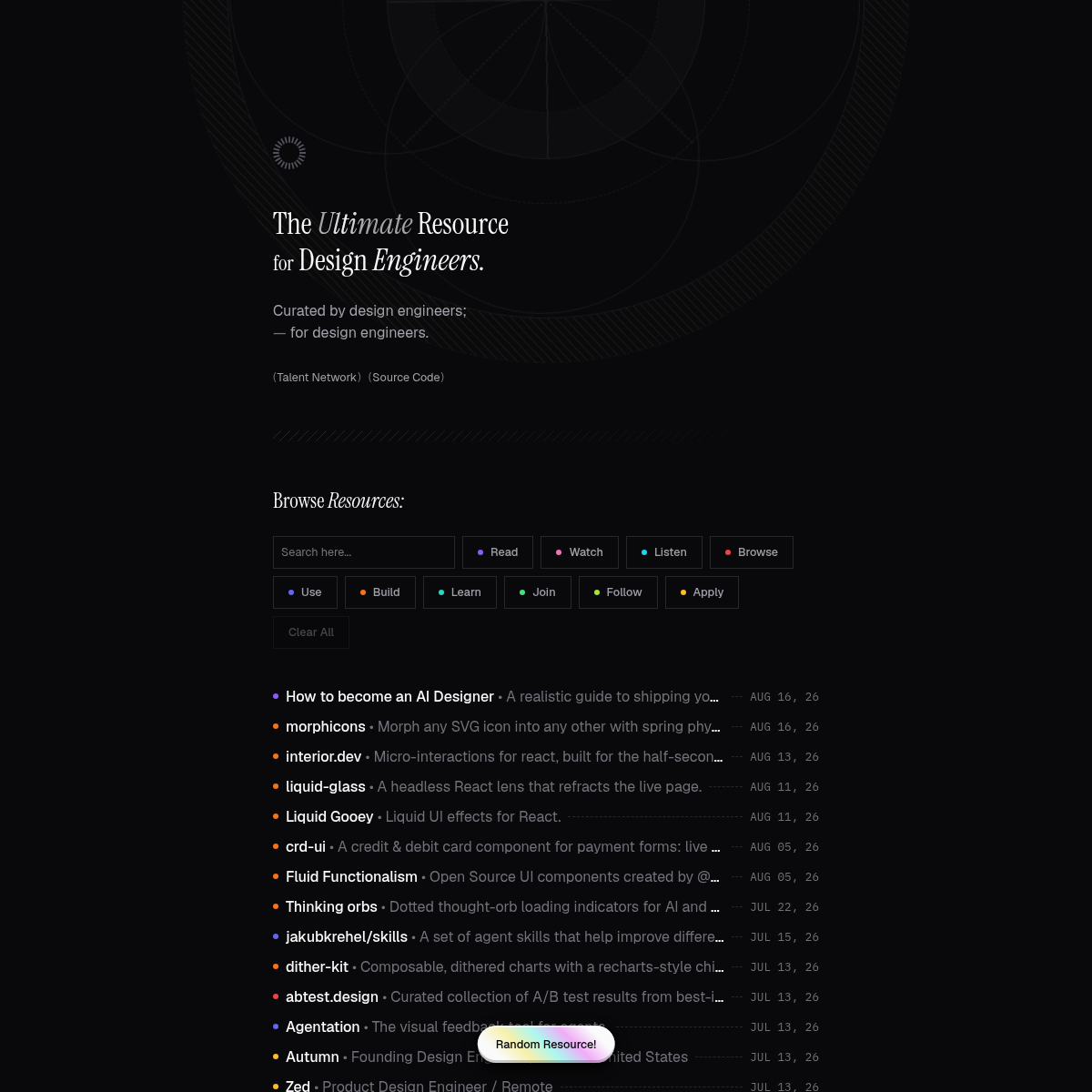 Screenshot of website.