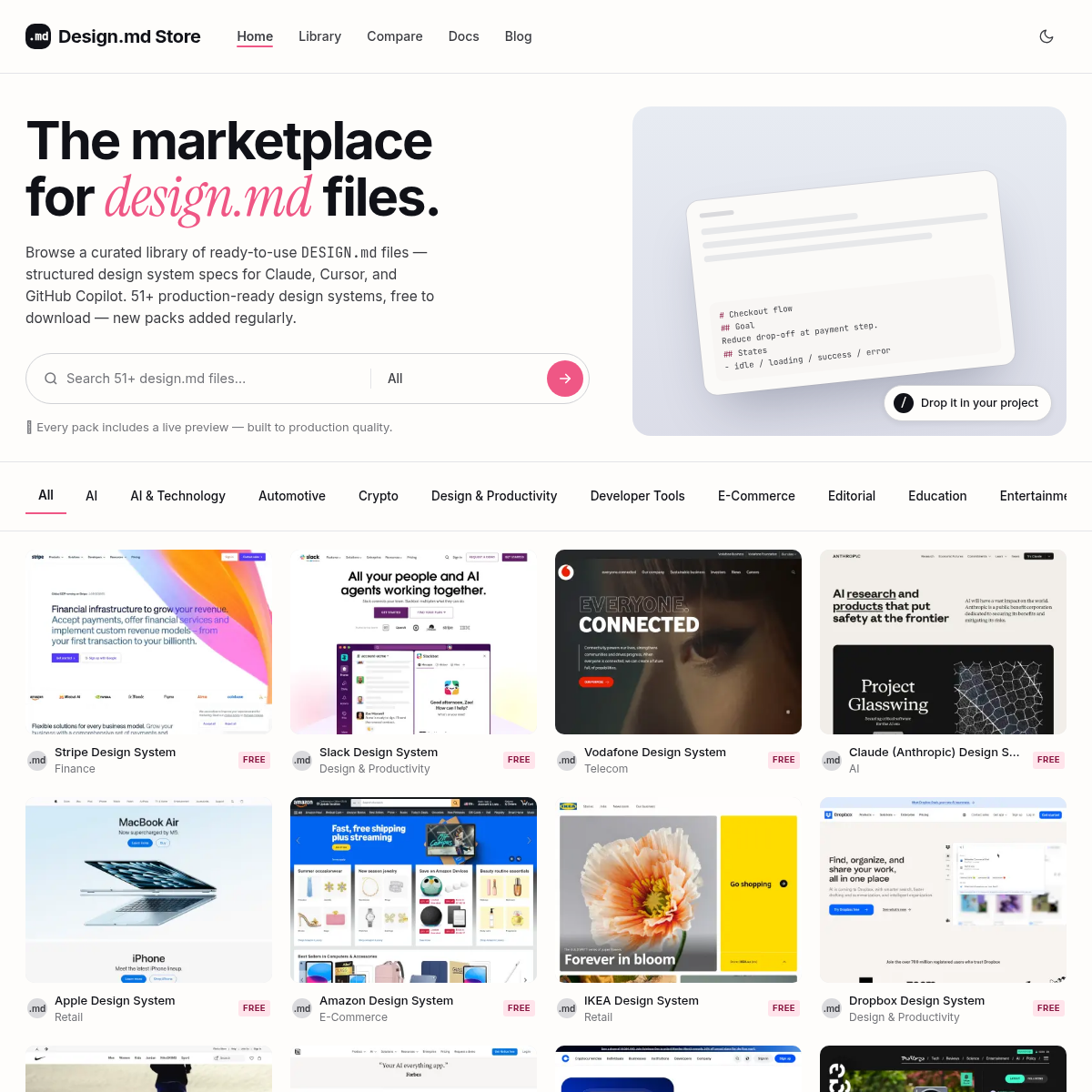 Screenshot of website.
