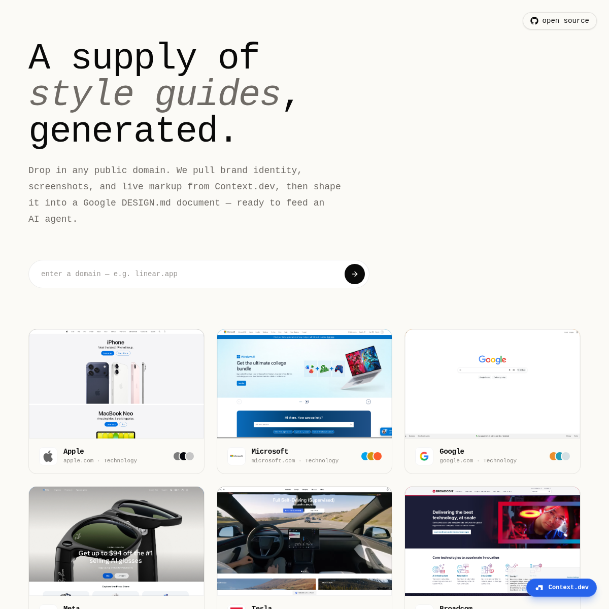 Screenshot of website.