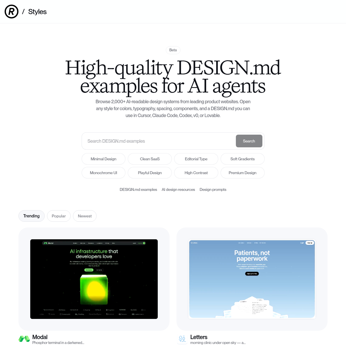 Screenshot of website.