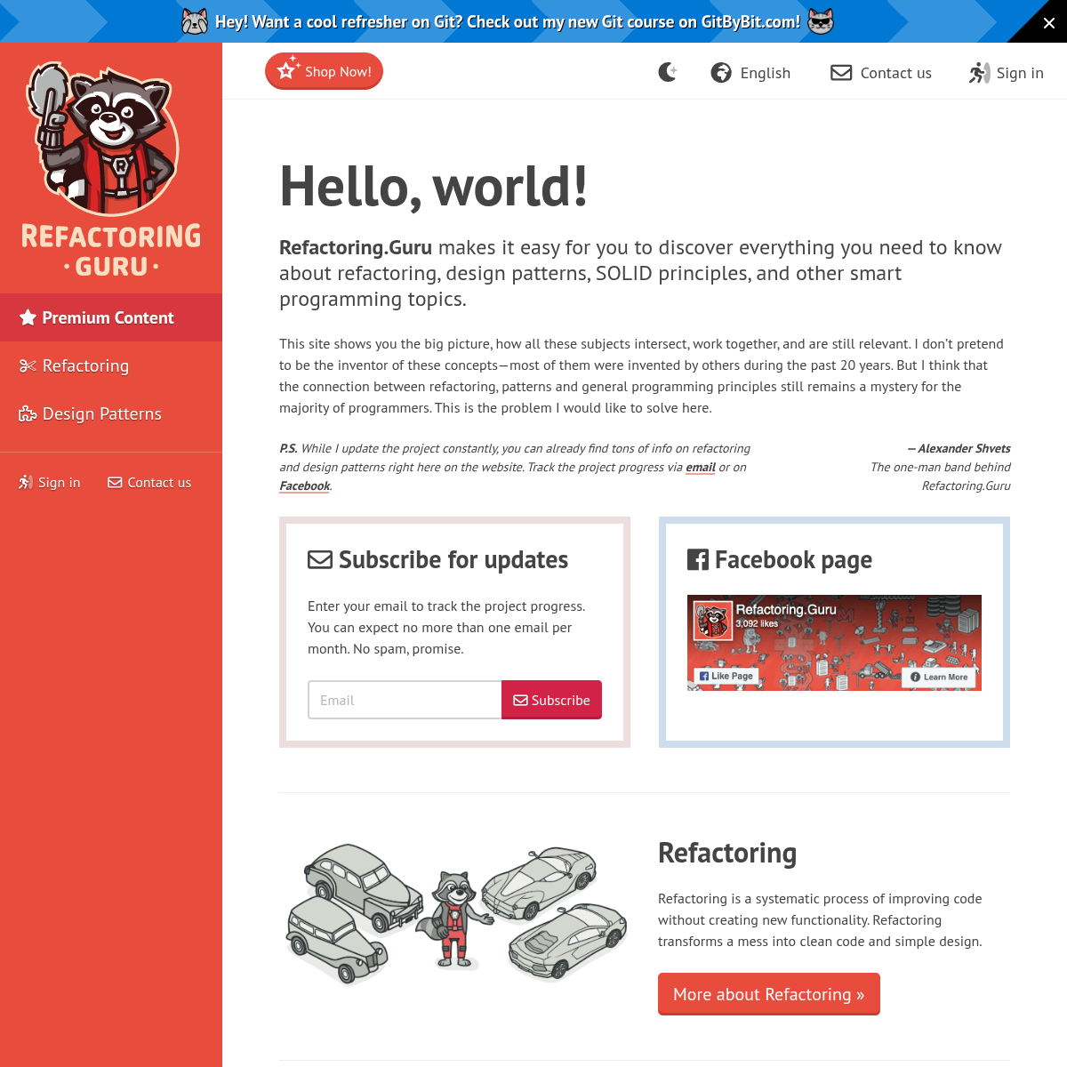 Screenshot of website.