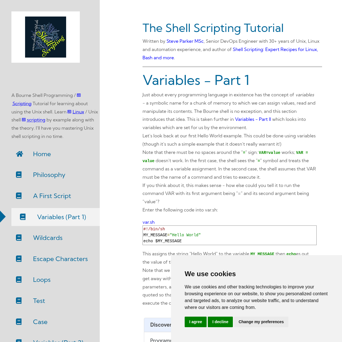 Screenshot of website.
